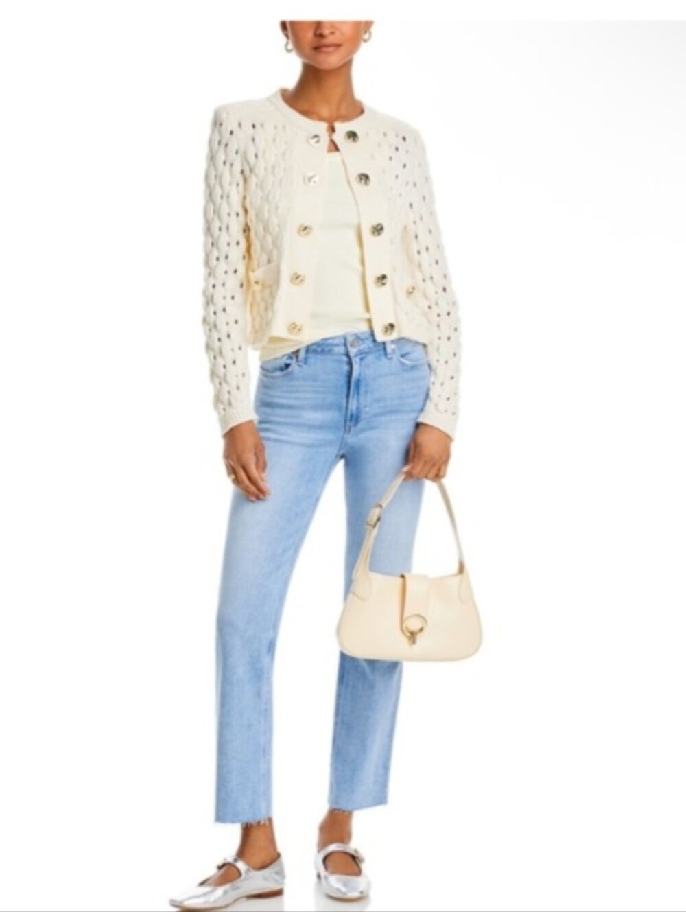 NEW Paige CINDY Light Wash STRAIGHT LEG High Rise JEANS Raw Hem Sz 32